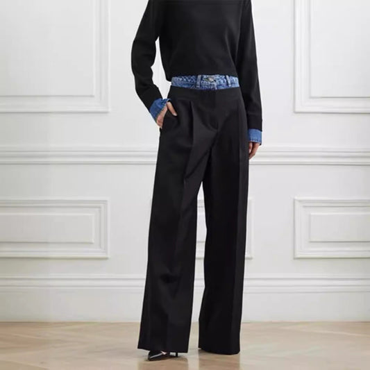 Damen High-Waist-Stoffhose Weit geschnitten Eveloria - Eveloria