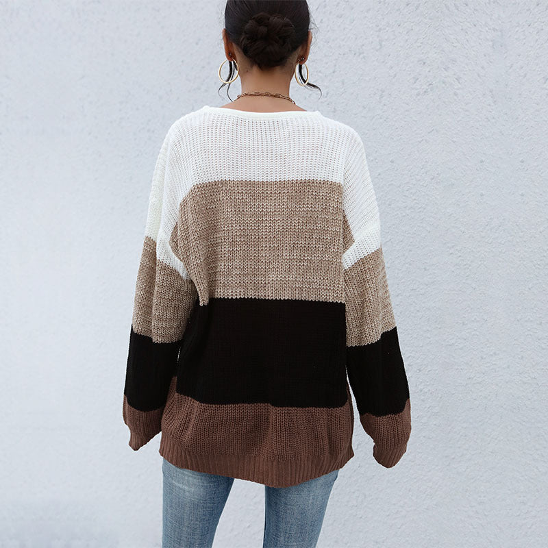 Damen Strickpullover mit Streifenmuster Eveloria