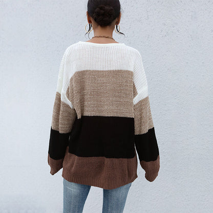 Damen Strickpullover mit Streifenmuster Eveloria