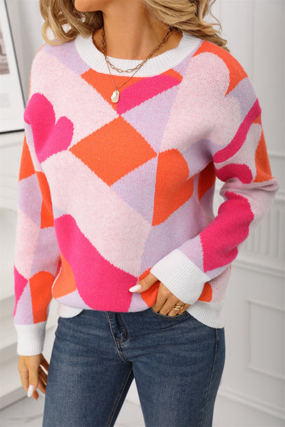 Damen Pullover Geometrisches Muster Eveloria
