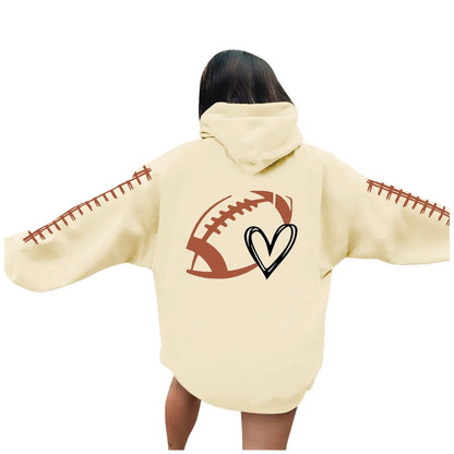 Damen Kapuzenpullover Football-Motiv Lässig Eveloria