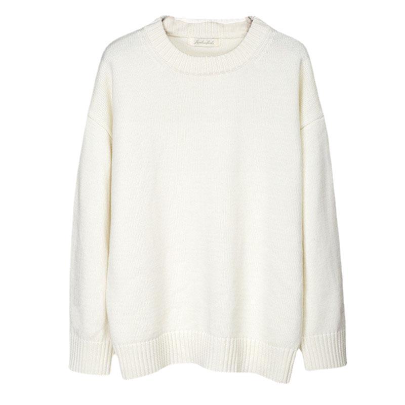 Damen Strickpullover Rundhals aus Baumwolle Bequem