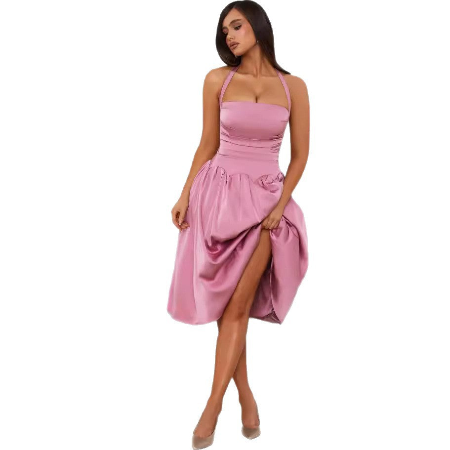 Damen Cocktailkleid Schulterfrei Volantabschluss Eveloria