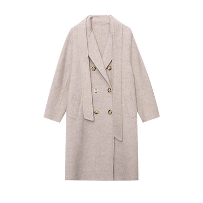 Damen Oversized-Mantel Doppelter Knopfleiste Weiches Innenfutter