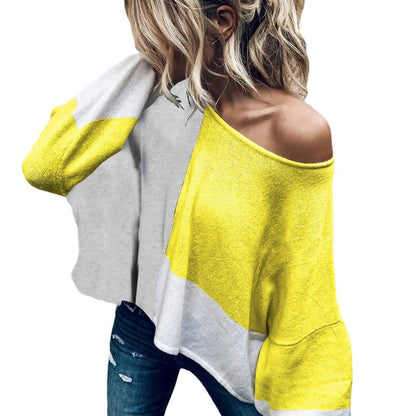 Damen Oversized-Pullover Kontrastfarben Großgeschnitten Eveloria