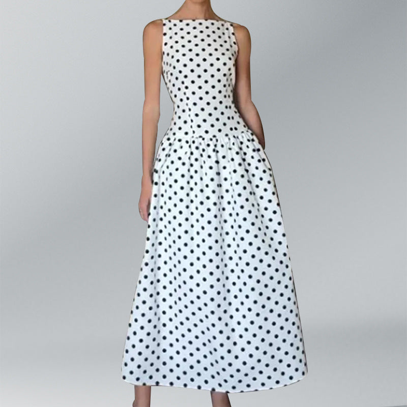 Damen Maxikleid Polka-Dots Voluminöser Rock