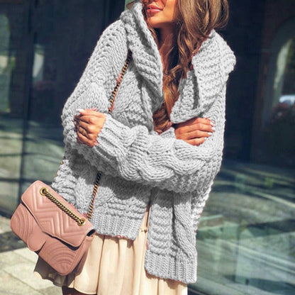 Damen Grobstrickjacke Voluminöse Ärmel Modern Eveloria