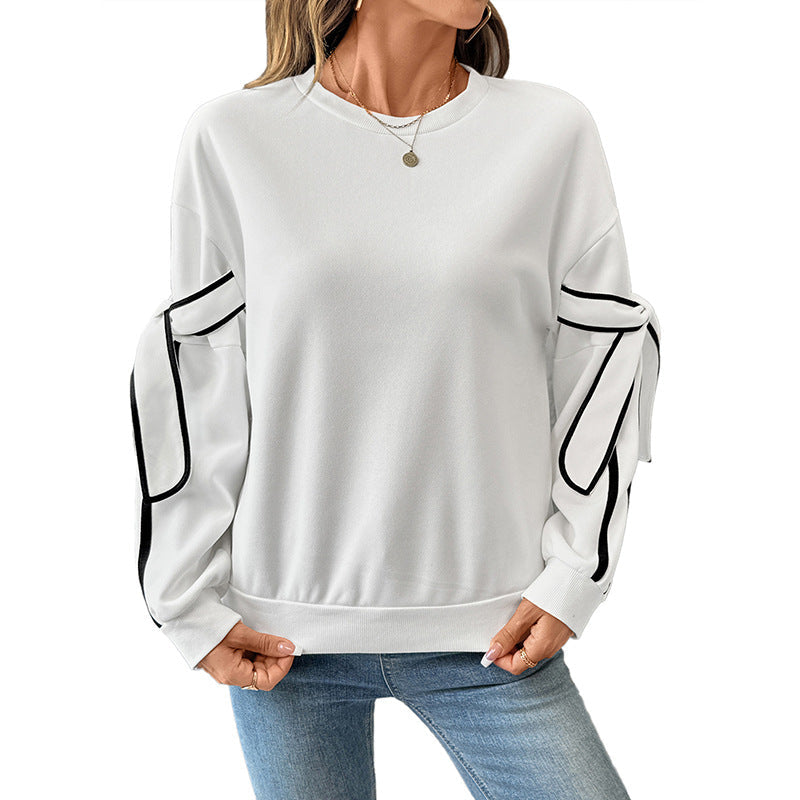 Damen Sweatshirt Streifen Schleifendesign Eveloria