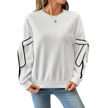 Damen Sweatshirt Streifen Schleifendesign Eveloria