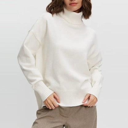 Damen Rollkragenpullover Oversized Kuschelfleece Grau