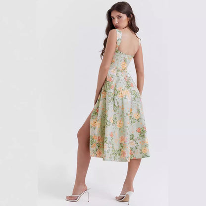 Damen Sommerkleid Floral mit hohem Beinschlitz Eveloria