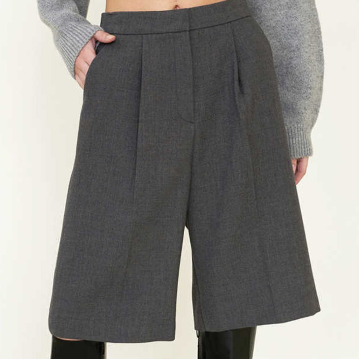 Damen Culotte Weit Elegant Schwarz - Eveloria