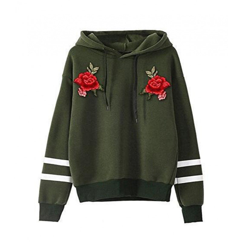 Damen Sweatshirt Rosenstickerei Eveloria