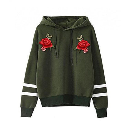Damen Sweatshirt Rosenstickerei Eveloria
