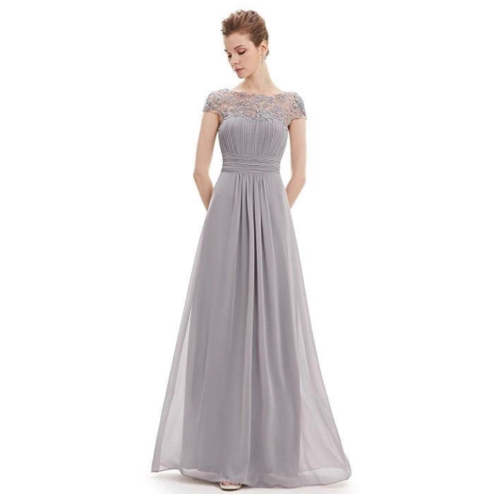 Damen Maxikleid Spitzenoberteil Fließender Schnitt Eveloria
