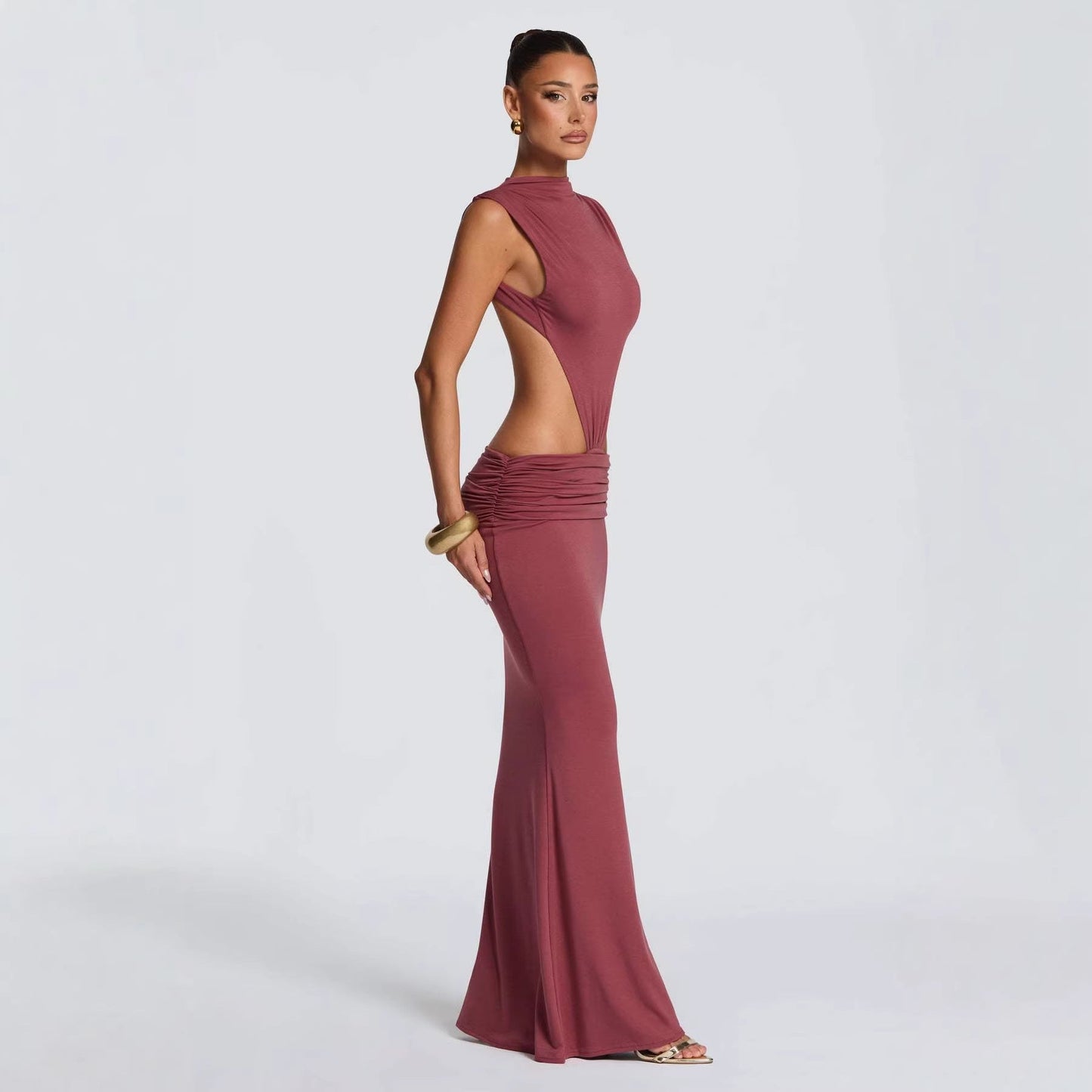 Damen Abendkleid Elegantes Cut-Out-Design Figurbetonter Schnitt