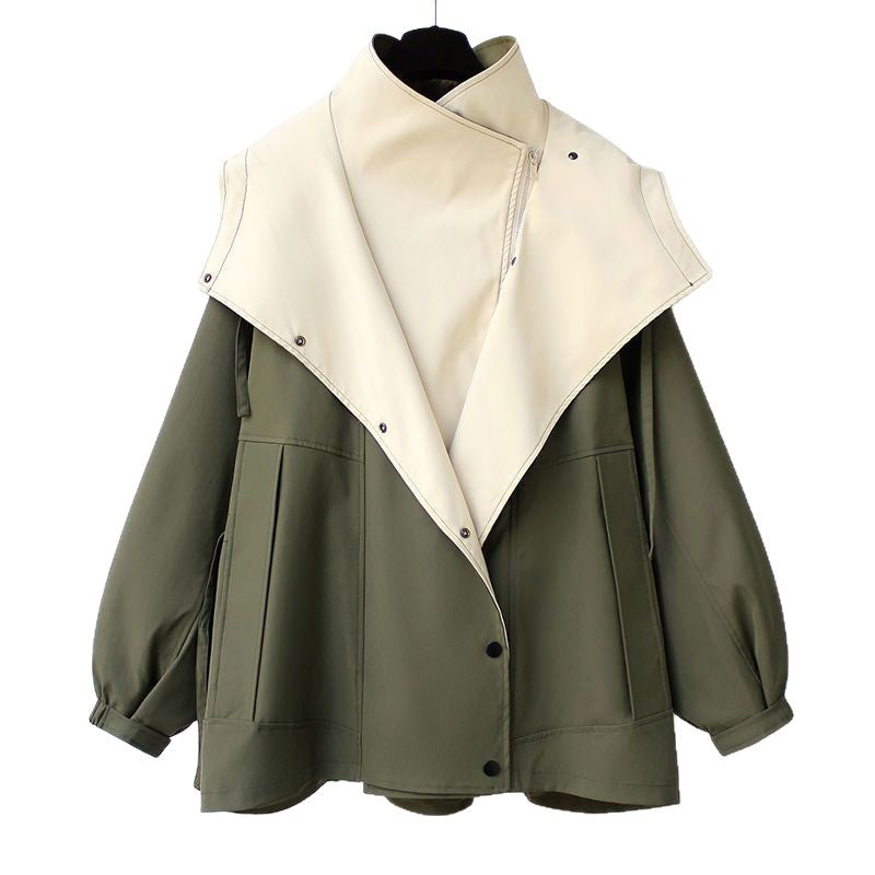 Damen Übergangsjacke Großer Kragen Praktische Taschen Eveloria
