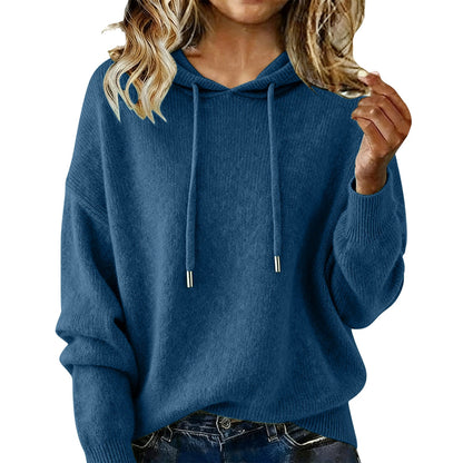 Damen Oversized Kapuzensweatshirt Texturiert Kordelzug Grau