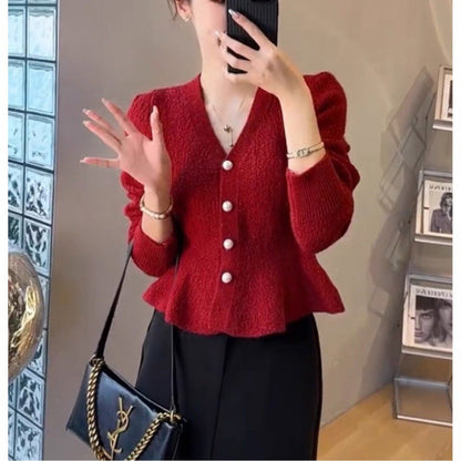 Damen Strickjacke mit Knöpfen und Taillierung Elegantes Design