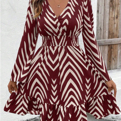 Damen Wickelkleid Voluminöser Rock Eveloria