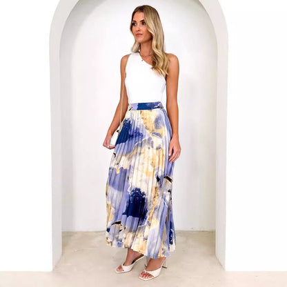 Eveloria Damen Plissee-Rock Floralmuster Elastisch