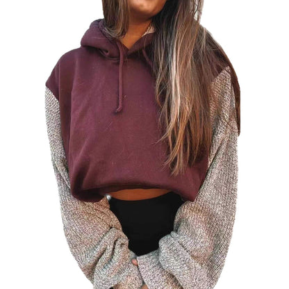 Damen Kapuzenpullover Lässig Strukturierte Ärmel Eveloria