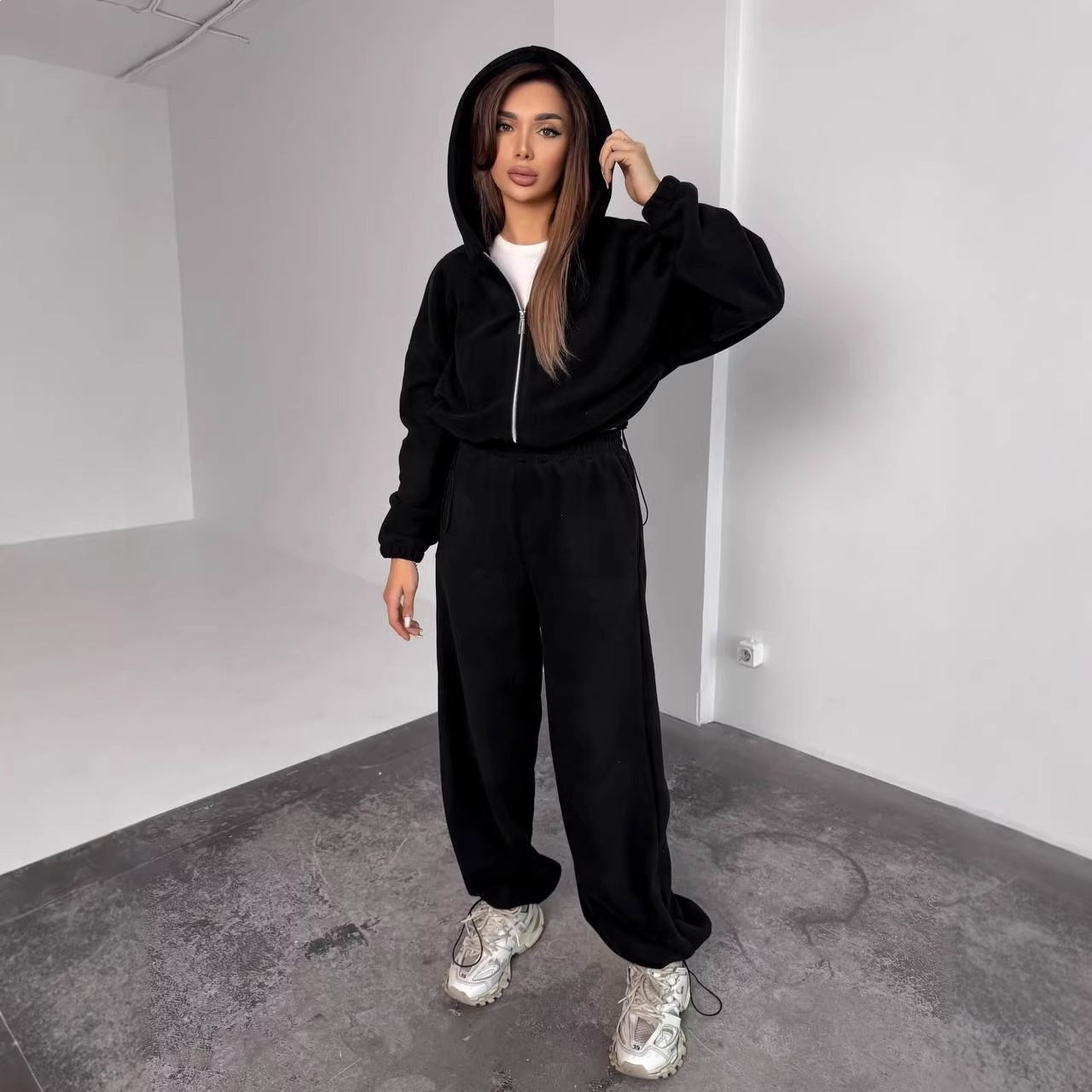 Damen Fleece Hoodie Jogginghose Set