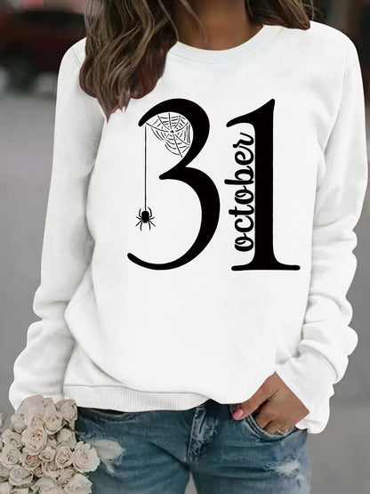 Damen Sweatshirt Halloween-Motiv Bequem Grau Eveloria