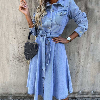 Damen Denim-Kleid Blau Eveloria - Eveloria