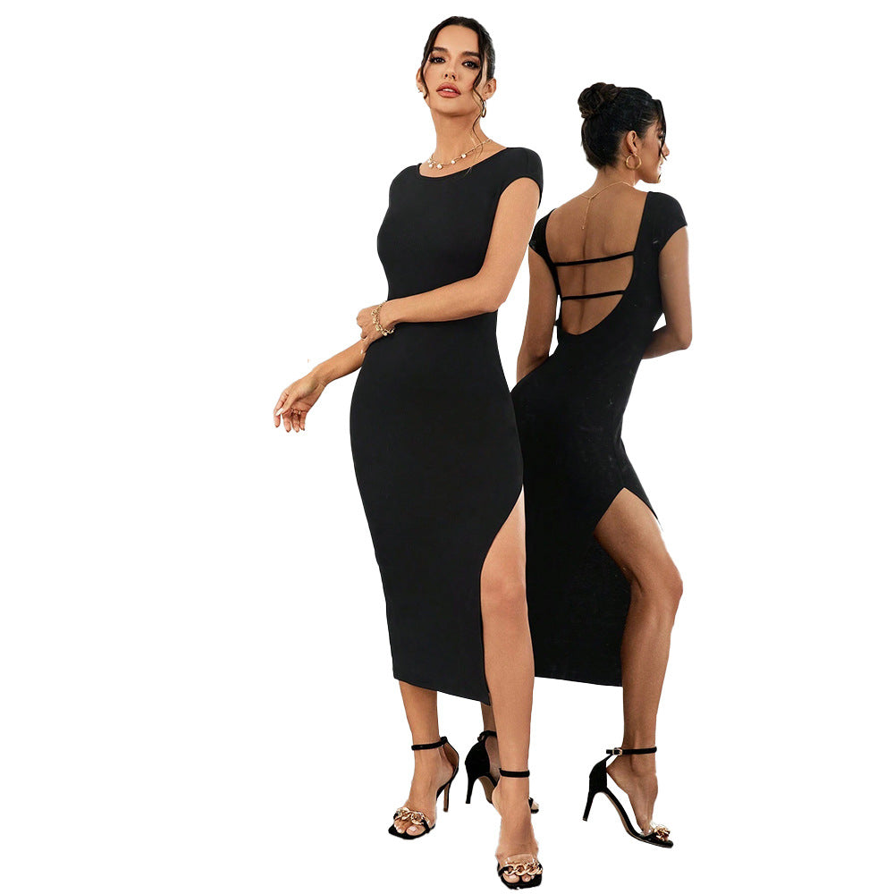 Damen Midi-Kleid mit seitlichem Schlitz und Rückenpartie