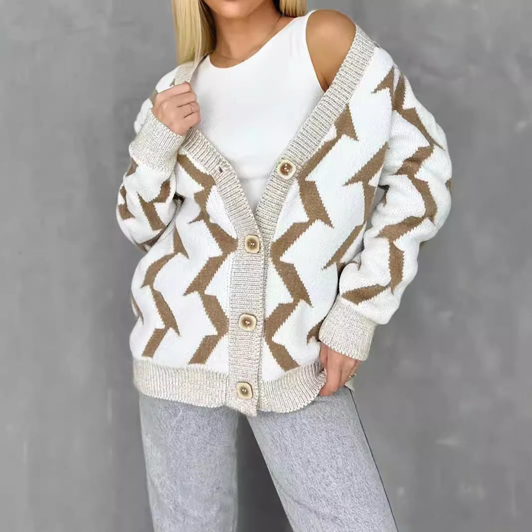 Damen Strickjacke Modernes Blitzenmuster Eveloria - Eveloria