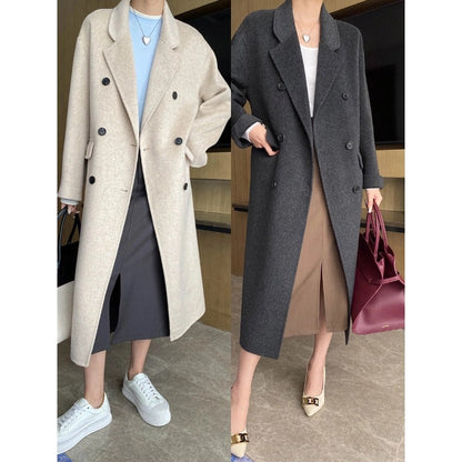 Damen Wollmantel Doppelreihig Oversized Eveloria