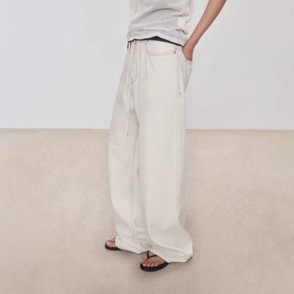 Damen Denim-Culotte Weit mit hohem Bund und Gummizug Blau