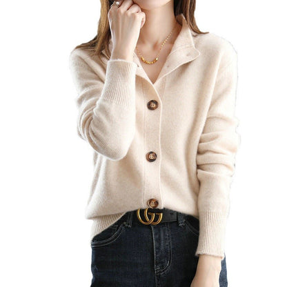 Damen Strickpullover Große Knöpfe Eveloria