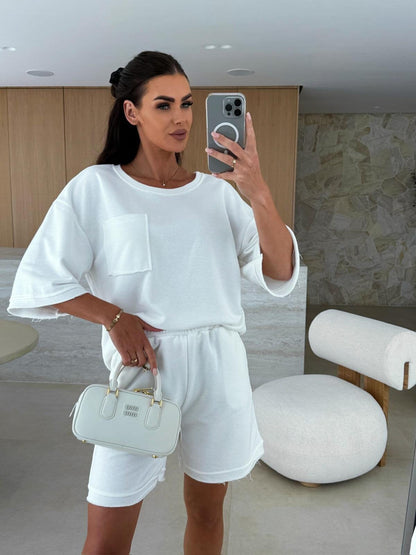 Damen Freizeitanzug Oversized T-Shirt und bequeme Shorts