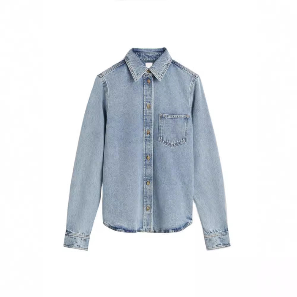 Damen Jeanshemd Lässiger Schnitt Eveloria