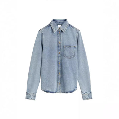Damen Jeanshemd Lässiger Schnitt Eveloria