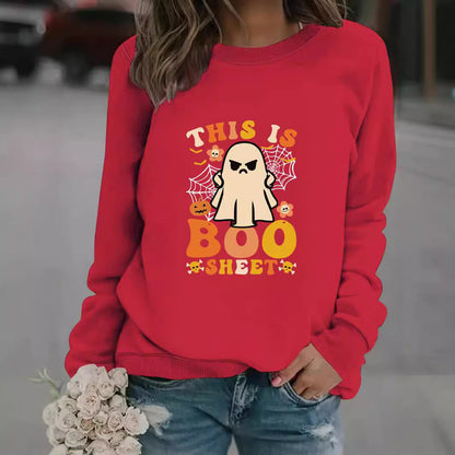 Damen Sweatshirt Herbst-Print Lässiger Schnitt Beige