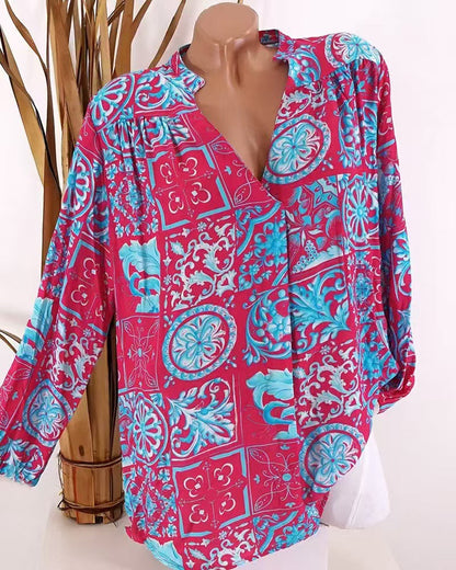 Damen Bluse Floralmuster Lässiger Schnitt