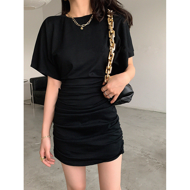Damen Minikleid Raffung V-Ausschnitt Elegantes Design