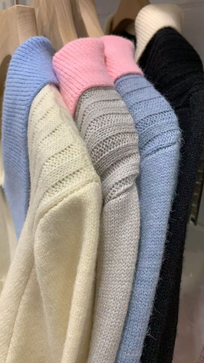 Damen Strickpullover mit Kragen und Knöpfen Eveloria