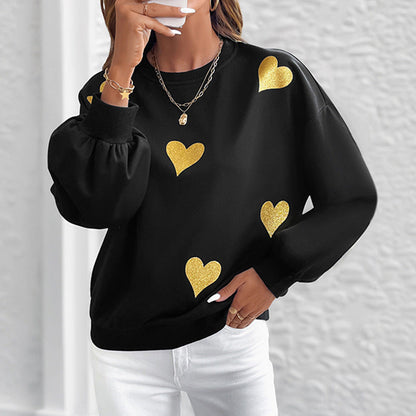Damen Sweatshirt mit goldenen Herzchen-Print Eveloria