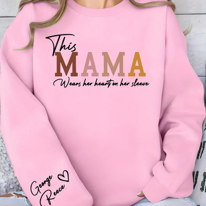 Damen Sweatshirt Mama Aufdruck Bequem Grau Eveloria