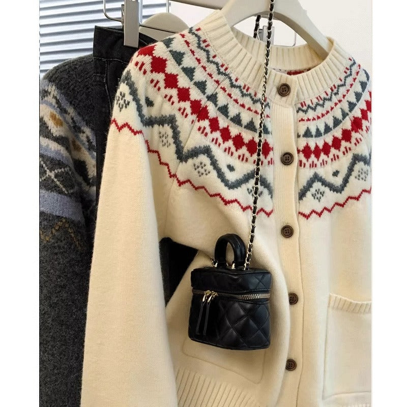 Damen Strickjacke Traditionelles Muster Eveloria