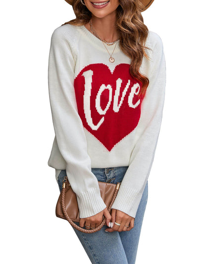 Damen Strickpullover Herz-Design Eveloria