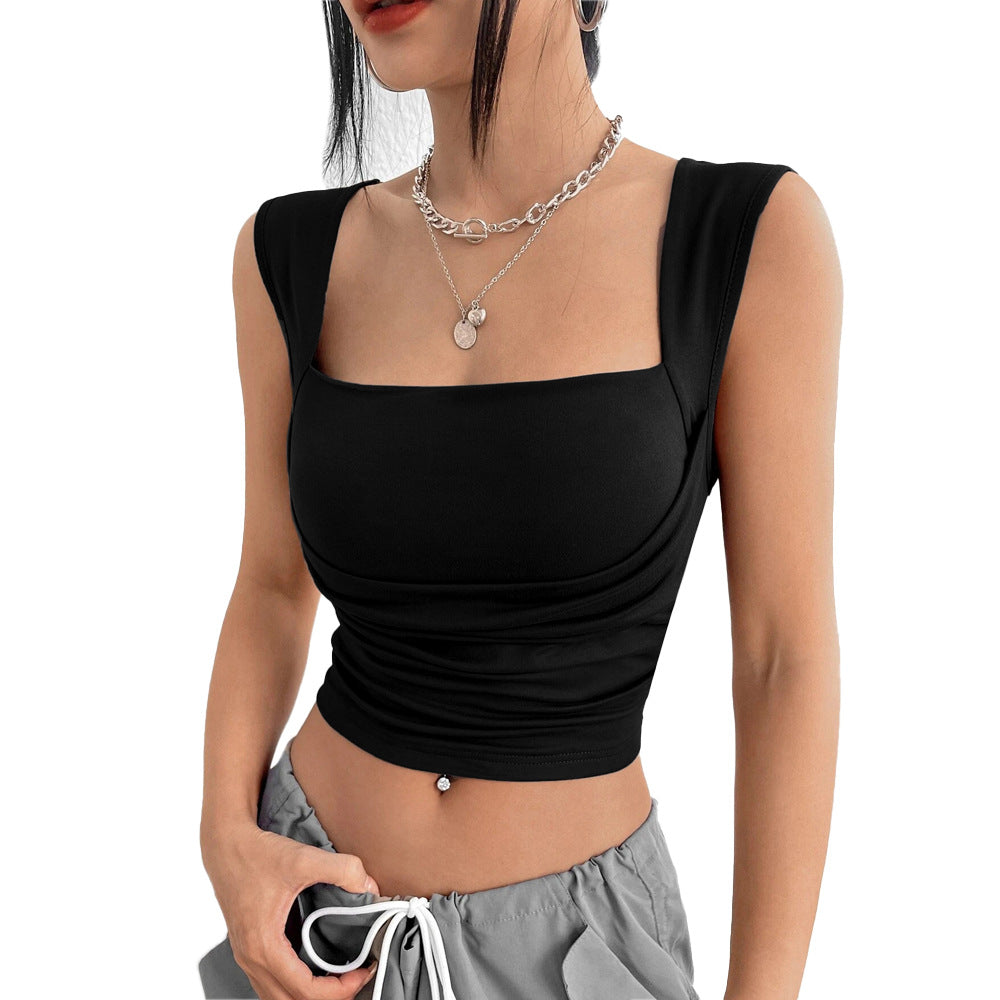 Damen Cropped Tanktop Raffiniertes Design Quadratischer Ausschnitt