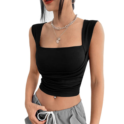 Damen Cropped Tanktop Raffiniertes Design Quadratischer Ausschnitt