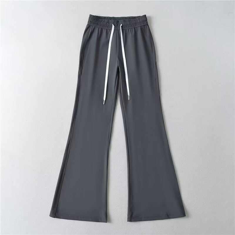 Damen Flared-Hose Elastischer Bund Praktische Taschen Eveloria