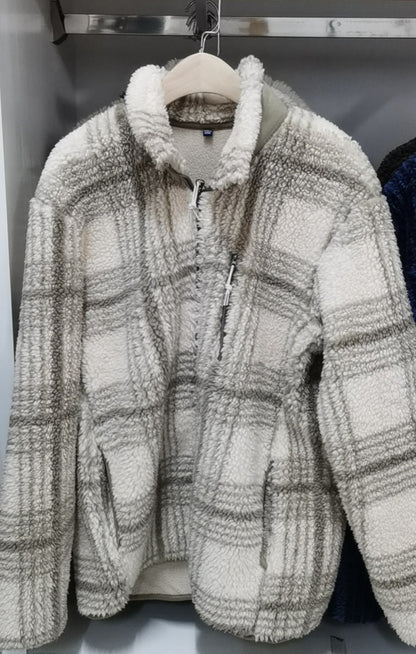 Damen Fleecejacke Wabenstruktur Hochkragen Grau Eveloria
