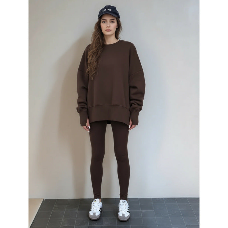 Damen Sportset Sweatshirt und Leggings locker und enganliegend